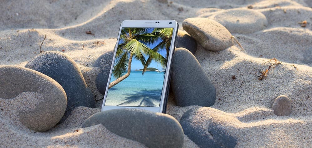 Cellular Phone on the beach in St. John, USVI.